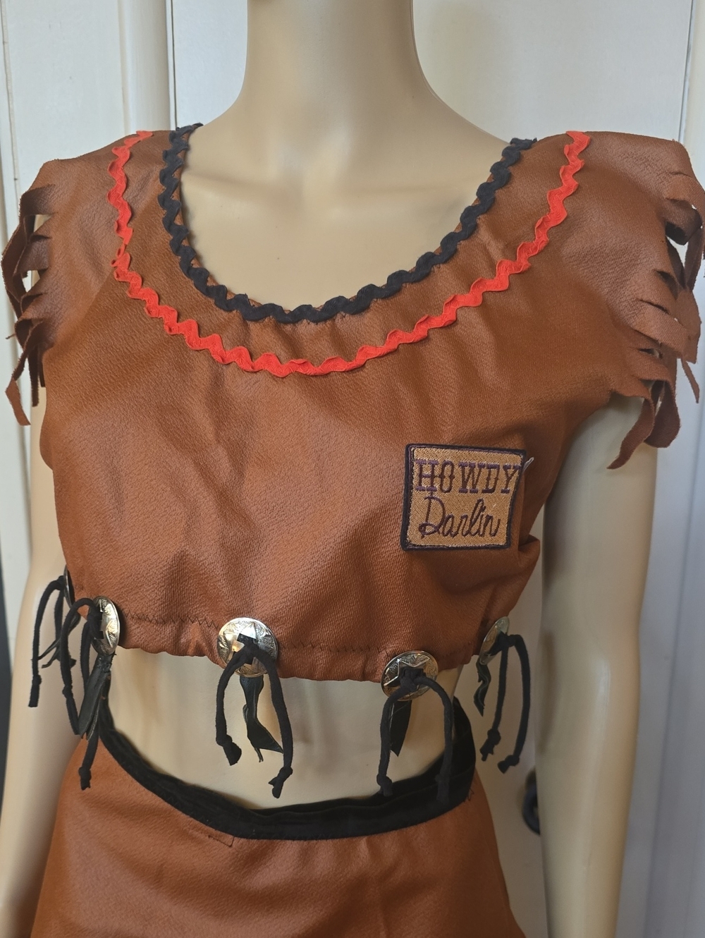 Women’s Faux-Leather Cowfirl Costume Fringed And Cropped 'Howdy Darlin'